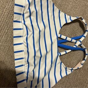 lululemon athletica Blue and White Striped Sports Bra